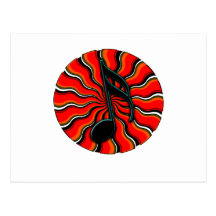 Red Hot Semiquaver - 16th note music symbol Postcard