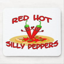 Red Hot Silly Peppers Mousemats