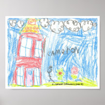 "Red House" by C Thibodeaux, Age 6 Posters