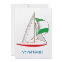 Red Hulled Sailboat