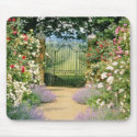 Red Hybrid Rose-Lined Path To Gate, Underplanted W mousepads