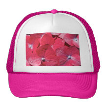 Red hydrangea trucker hat