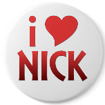 Red I Heart Nick Extra Large Button