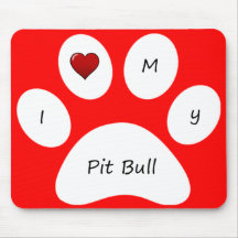Red I Love My Pit Bull Mouse Pad