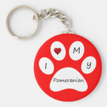 Red I Love My Pomeranian Key Chain