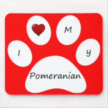 Red I Love My Pomeranian Mouse Pad