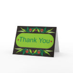 Red jewel stones on Green Thank you card