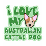 Red Kawaii I Love My Australian Cattle Dog Ladies t-shirts
