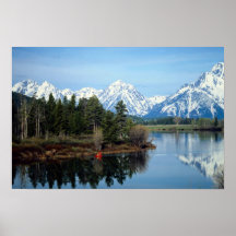Red Kayak, Grand Teton National Park, USA Posters