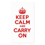 Red Keep Calm and Carry On Business Card Templates
