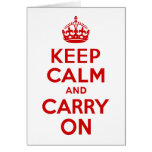 Red Keep Calm and Carry On Greeting Card