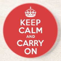Red Keep Calm and Carry On Coasters