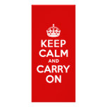 Red Keep Calm and Carry On Personalized Rack Card