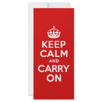 Red Keep Calm and Carry On Personalized Rack Card