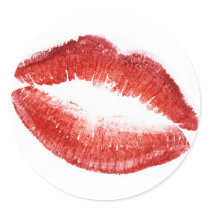Red Kissing Lipstick Smudge Sticker