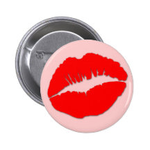 Red Kissy Lips Button
