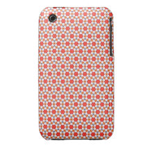 Red kitsch flower pattern iPhone 3 cover