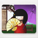 Red Kokeshi Doll Art mousepads