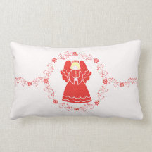 Red Lace Angel Throw Pillows