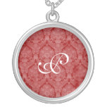 Red Lace Monogram Sterling Silver Necklace necklaces
