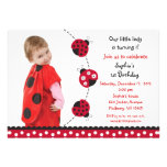 Red Ladybug Girls Photo Birthday Invitations