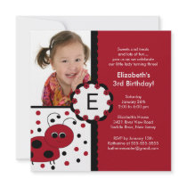 Red Ladybug Photo Birthday Invitation