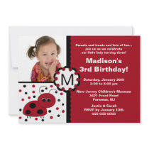 Red Ladybug Photo Birthday Invitation