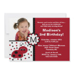 Red Ladybug Photo Birthday Invitation