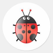 Red Ladybug Round Sticker