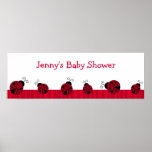 Red Ladybug Stripes Personalised Birthday Banner
