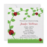 Red Ladybug Vines Baby Shower invitations