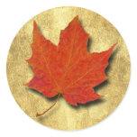 Red Leaf on Gold stickers