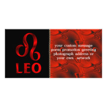 Red Leo Horoscope Symbol Photo Greeting Card