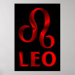 Red Leo Horoscope Symbol posters