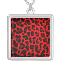 Red Leopard Print Personalized Necklace