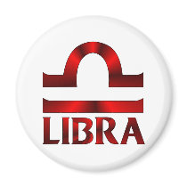 Red Libra Horoscope Symbol Magnet
