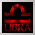 Red Libra Horoscope Symbol posters