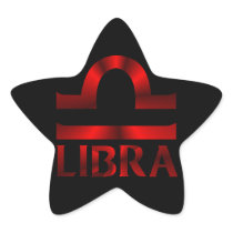 Red Libra Horoscope Symbol Star Sticker