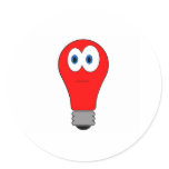 Red Light Bulb Round Sticker