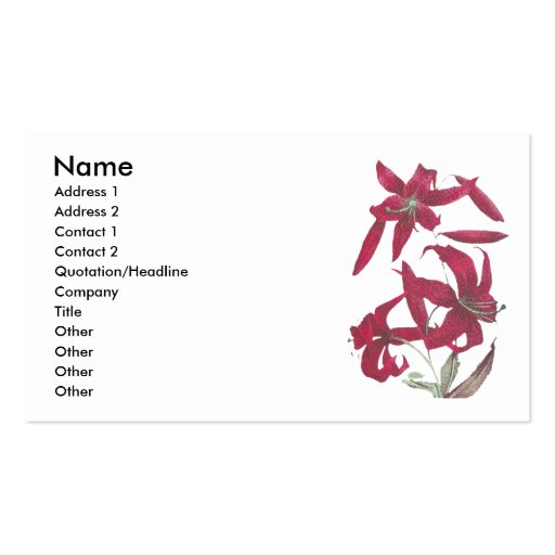 Red Lillies Business Cards