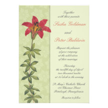 Red Lilly Floral Wedding Invitation