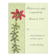 Red Lilly Floral Wedding Invitation