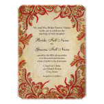 Red, Lime & Orange Vintage Paisley Damask Wedding Personalized Announcement