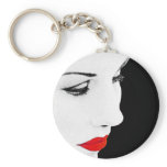 Red Lipped Womans Partial Face keychains