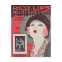 RED LIPS KISS MY BLUES AWAY POSTCARDS