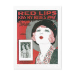 Red Lips Kiss My Blues Away Songbook Cover postcards