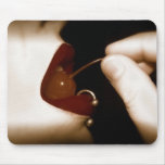 Red Lips Sucking on a Cherry mousepads