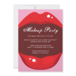 Red lipstick makeup party invitation