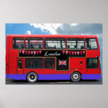 Red London Bus Double Decker Posters