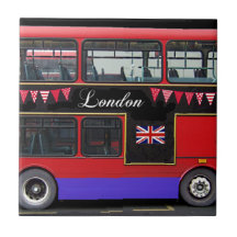 Red London Bus Double Decker Tile